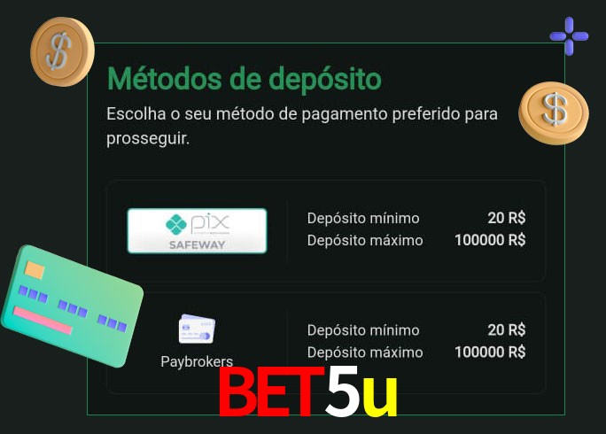 O cassino bet5u oferece uma grande variedade de métodos de pagamento